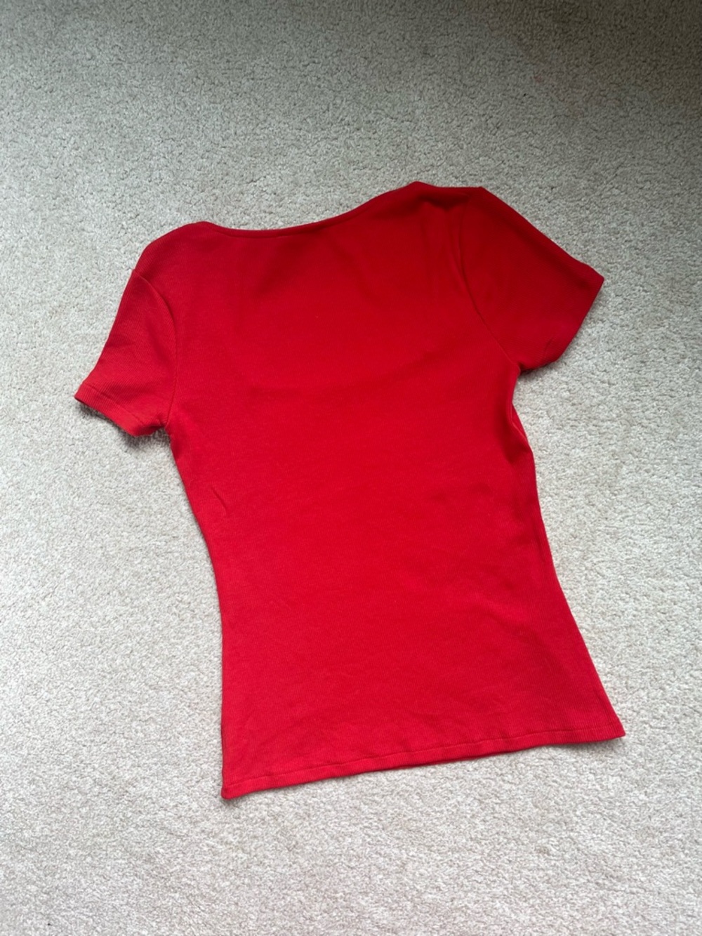 Sezane Amara T-shirt Red Square Neck Small - Picture 5 of 5